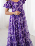 Stunning Purple Shibori Printed Georgette Party Wear Dress - Zeel Clothing