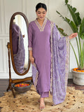 Stunning Purple Viscose Traditional Pant Suit With Bandhani Dupatta - Zeel Clothing