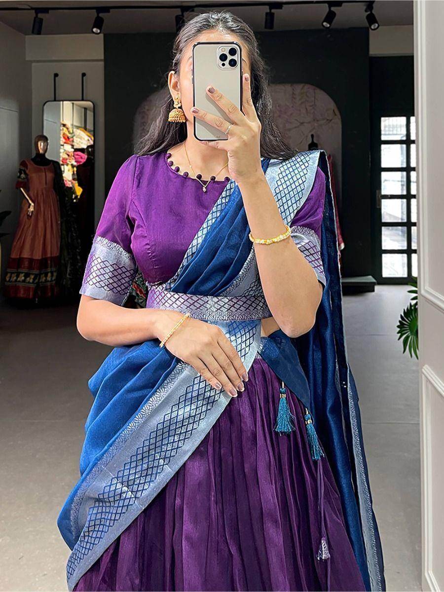 Stunning Purple Zari Weaving Dupion Silk Wedding Wear Lehenga Choli - Zeel Clothing