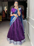 Stunning Purple Zari Weaving Dupion Silk Wedding Wear Lehenga Choli - Zeel Clothing