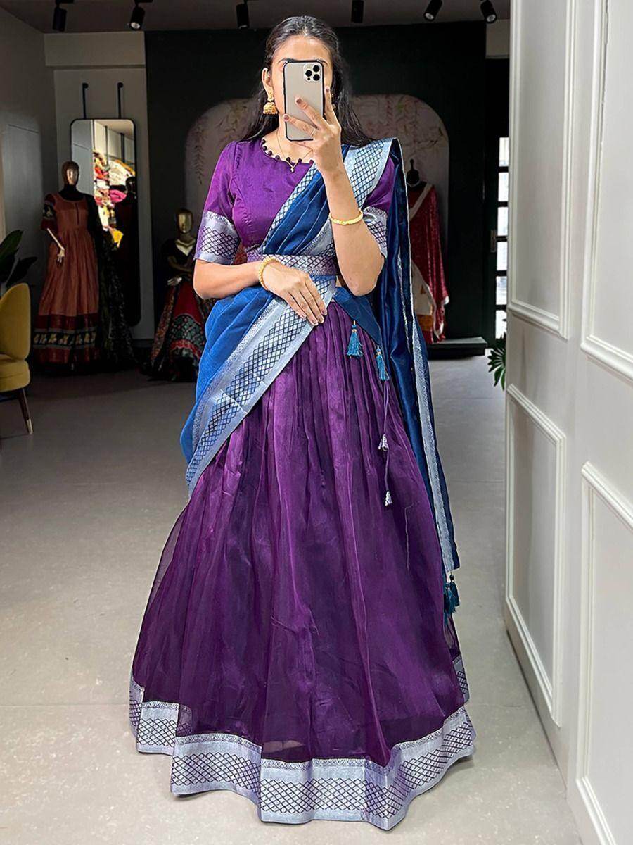 Stunning Purple Zari Weaving Dupion Silk Wedding Wear Lehenga Choli - Zeel Clothing