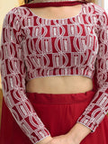 Stunning Red Sequins Georgette Party Wear Lehenga Choli With Dupatta - Zeel Clothing