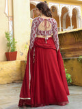 Stunning Red Sequins Georgette Party Wear Lehenga Choli With Dupatta - Zeel Clothing