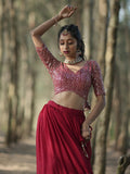 Stunning Red Sequins Georgette Wedding Lehenga Choli With Dupatta - Zeel Clothing
