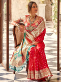 Stunning Red Zari Weaving Silk Wedding Wear Saree With Blouse - Zeel Clothing