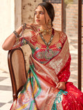 Stunning Red Zari Weaving Silk Wedding Wear Saree With Blouse - Zeel Clothing