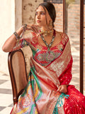 Stunning Red Zari Weaving Silk Wedding Wear Saree With Blouse - Zeel Clothing