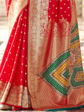 Stunning Red Zari Weaving Silk Wedding Wear Saree With Blouse - Zeel Clothing