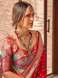 Stunning Red Zari Weaving Silk Wedding Wear Saree With Blouse - Zeel Clothing