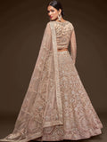 Stunning Royal Beige Embroidered Soft Net Lehenga Choli With Dupatta - Zeel Clothing