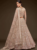 Stunning Royal Beige Embroidered Soft Net Lehenga Choli With Dupatta - Zeel Clothing