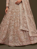 Stunning Royal Beige Embroidered Soft Net Lehenga Choli With Dupatta - Zeel Clothing