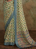 Stunning Sea Green Digital Printed Silk Traditional Saree With Blouse