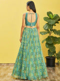Stunning Sea Green Mirror Work Organza Wedding Lehenga Choli - Zeel Clothing