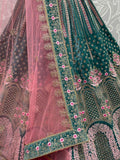 Stunning Teal Blue Dori Work Velvet Wedding Wear Lehenga Choli - Zeel Clothing