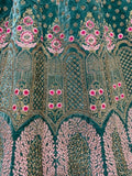 Stunning Teal Blue Dori Work Velvet Wedding Wear Lehenga Choli - Zeel Clothing