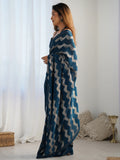 Stunning Teal Blue Sequins Georgette Reception Wear Saree With Blouse - Zeel Clothing