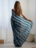 Stunning Teal Blue Sequins Georgette Reception Wear Saree With Blouse - Zeel Clothing