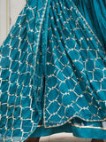 Stunning Teal Blue Sequins Rangoli Silk Festival Gown With Dupatta - Zeel Clothing
