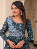 Stunning Teal Blue Zari Weaving Cotton Traditional Gown - Zeel Clothing