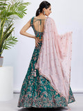 Stunning Teal Green Embroidered Georgette Wedding Lehenga Choli - Zeel Clothing