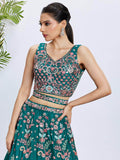 Stunning Teal Green Embroidered Georgette Wedding Lehenga Choli - Zeel Clothing