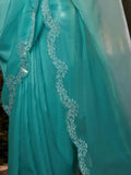 Stunning Turquoise Woven Silk Festival Wear Saree With Blouse - Zeel Clothing