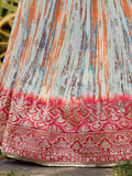 Stunning White & Pink Digital Printed Chinon Festive Wear Lehenga Choli - Zeel Clothing