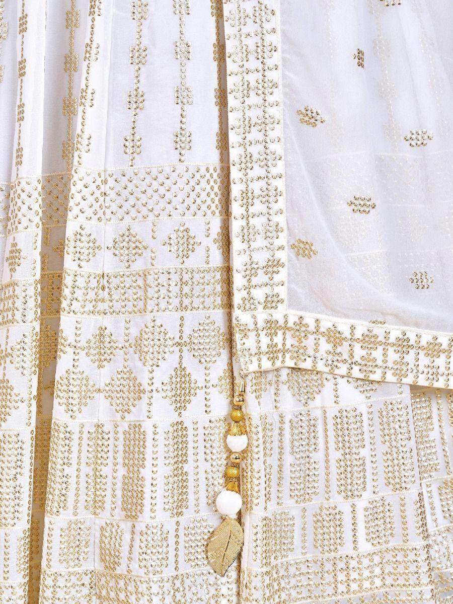 Stunning White Sequins Georgette Traditional Lehenga Choli With Blouse - Zeel Clothing