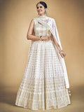 Stunning White Sequins Georgette Traditional Lehenga Choli With Blouse - Zeel Clothing