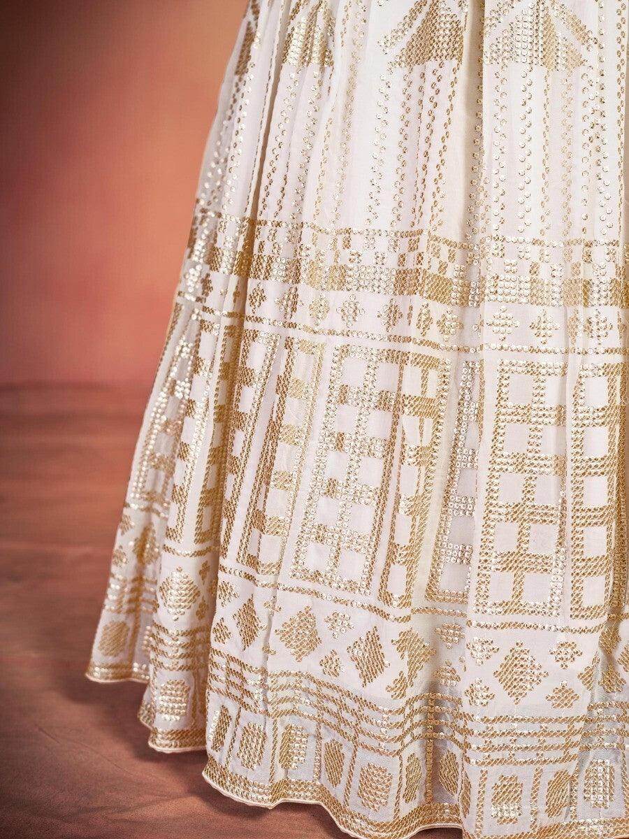 Stunning White Sequins Georgette Wedding Wear Lehenga Choli - Zeel Clothing