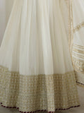 Stunning White Sequins Work Chinon Silk Festive Wear Anarkali Suit - Zeel Clothing