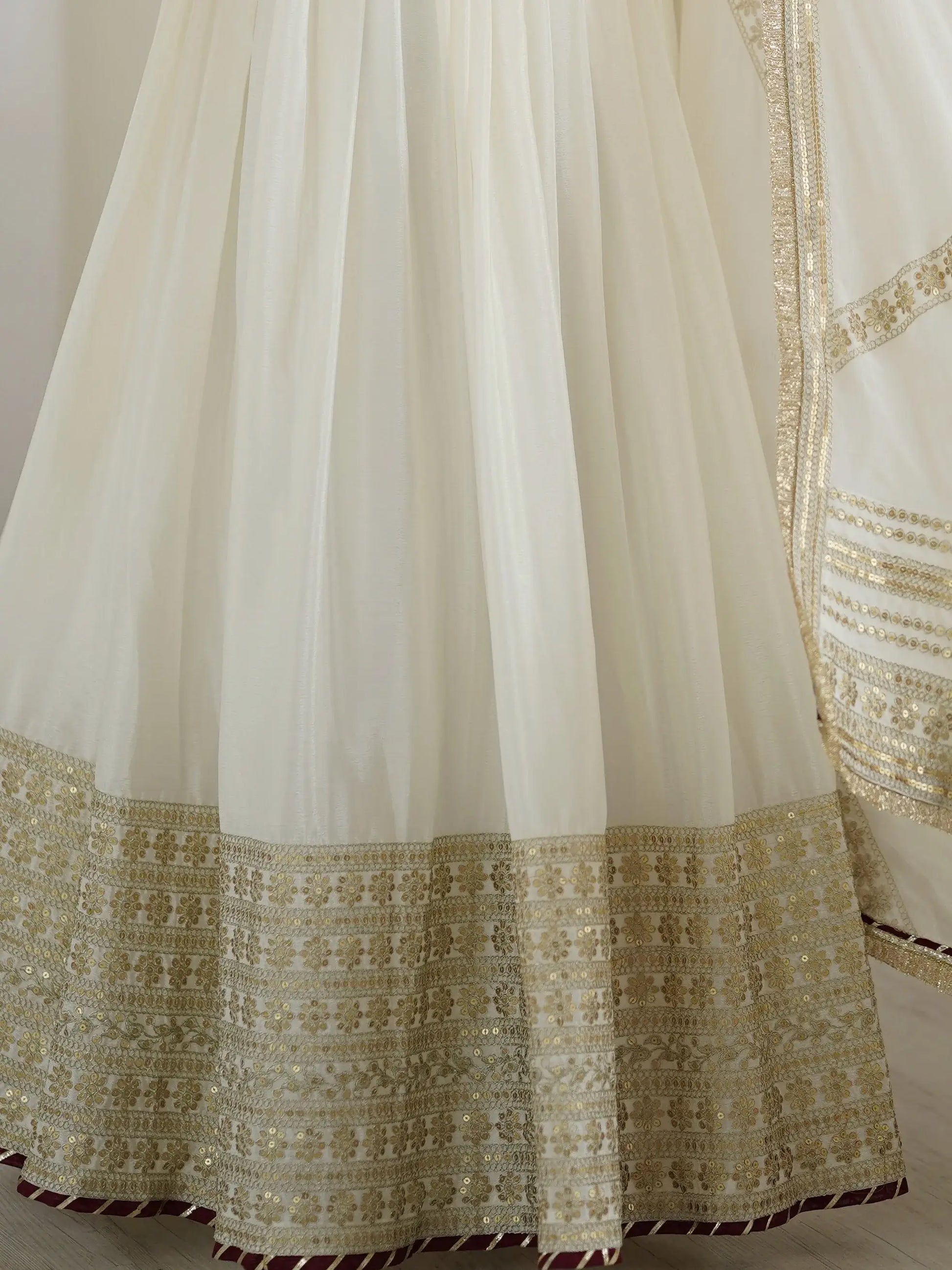 Stunning White Sequins Work Chinon Silk Festive Wear Anarkali Suit - Zeel Clothing