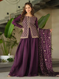 Stunning Wine Bead Embroidery Silk Party Wear Sharara Suit - Zeel Clothing