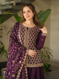 Stunning Wine Bead Embroidery Silk Party Wear Sharara Suit - Zeel Clothing
