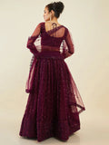 Stunning Wine Embroidered Net Wedding Wear Lehenga Choli With Dupatta - Zeel Clothing