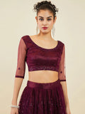 Stunning Wine Embroidered Net Wedding Wear Lehenga Choli With Dupatta - Zeel Clothing