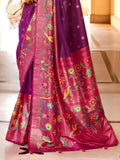 Stunning Wine Zari Weaving Silk Reception Wear Saree With Blouse - Zeel Clothing