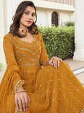 Stunning Yellow Embroidered Georgette Gown - Zeel Clothing