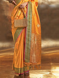Stunning Yellow Handloom Weaving Satin Traditional Saree - Zeel Clothing