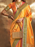 Stunning Yellow Handloom Weaving Satin Traditional Saree - Zeel Clothing