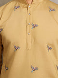Stunning Yellow Sequins Viscose Silk Marriage Wear Men Kurta