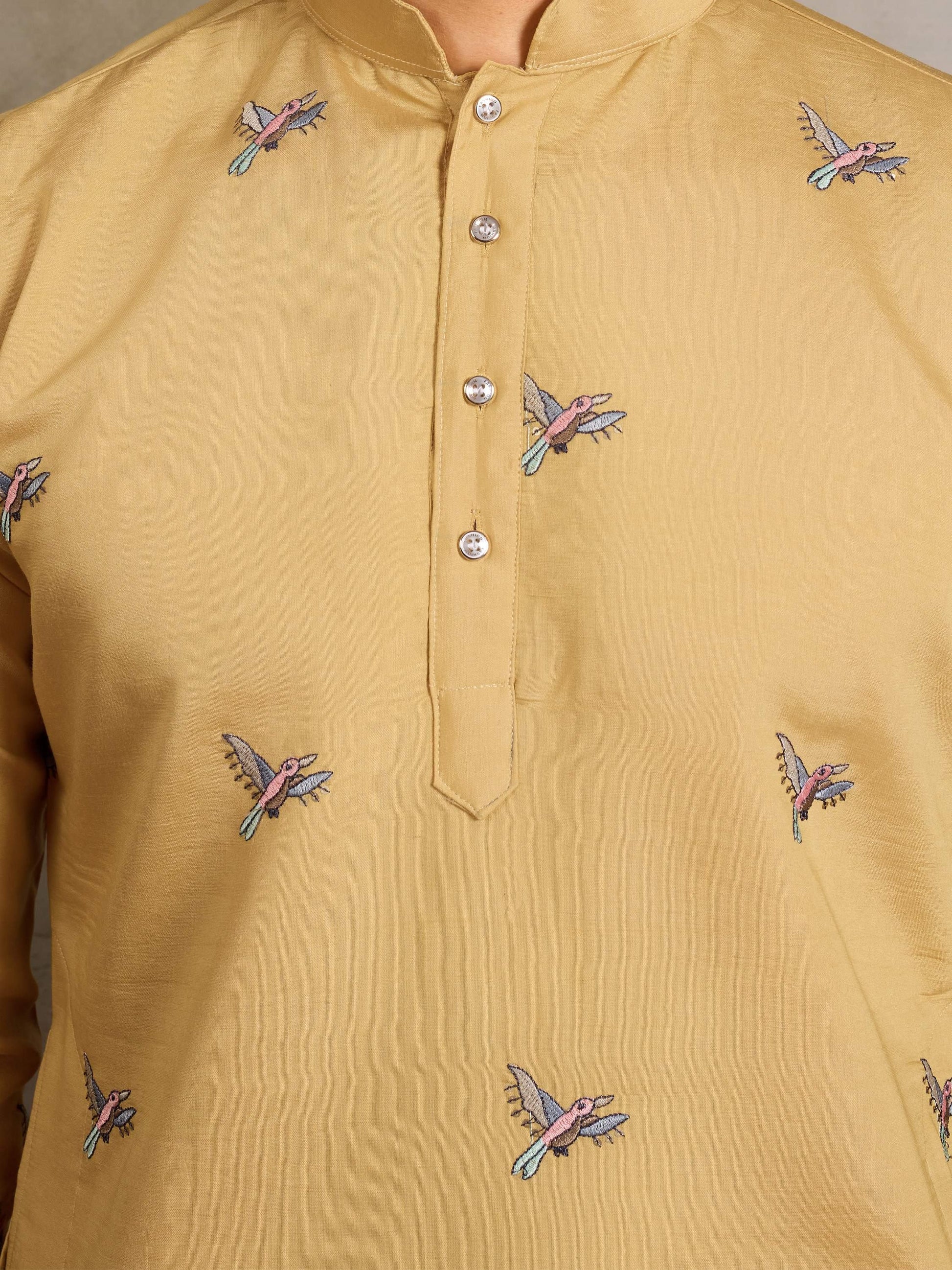 Stunning Yellow Sequins Viscose Silk Marriage Wear Men Kurta