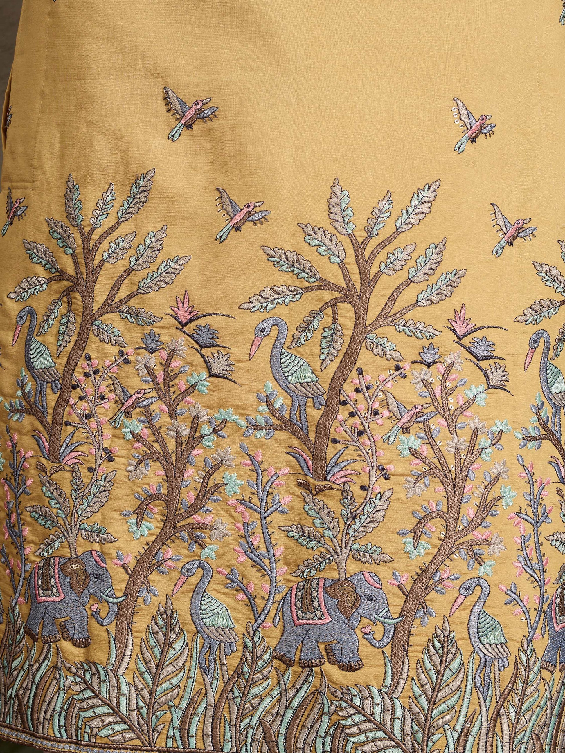 Stunning Yellow Sequins Viscose Silk Marriage Wear Men Kurta