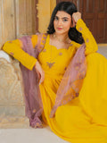 Stunning Yellow Sequins Work Georgette Festive Wear Gown With Dupatta