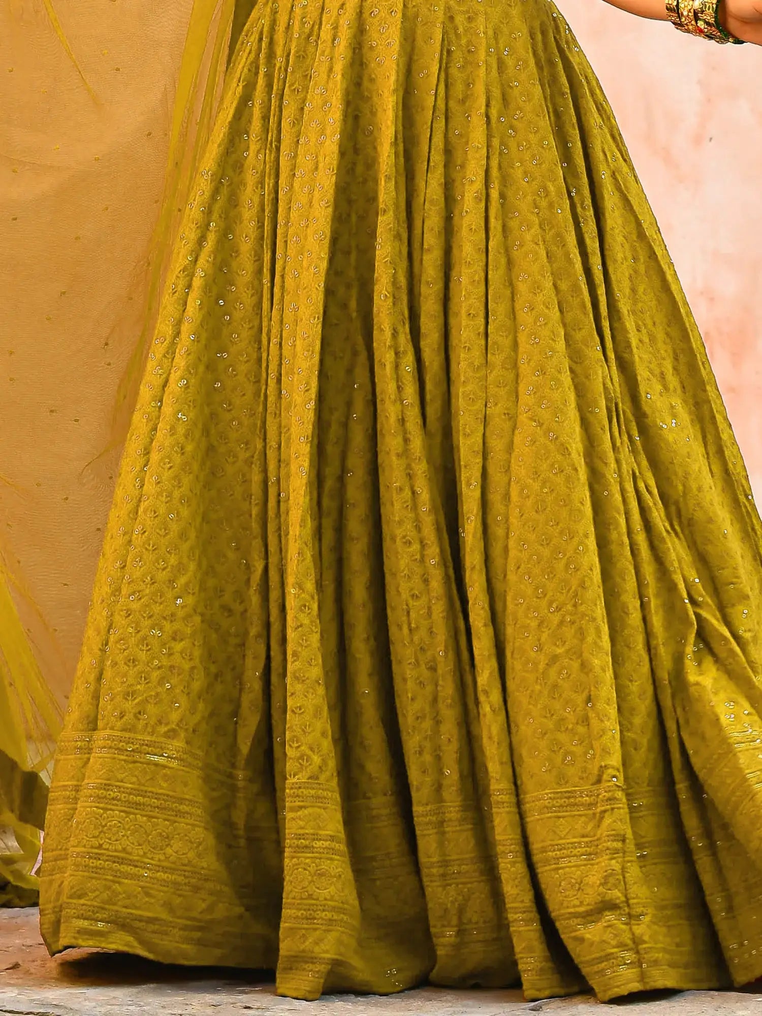 Stunning Yellow Sequins Work Georgette Haldi Wear Lehenga Choli - Zeel Clothing