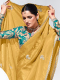 Stunning Yellow Thread Work Organza Festival Wear Saree With Blouse - Zeel Clothing