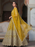 Stunning Yellow Zari Embroidery Net Haldi Wear Lehenga Choli With Dupatta