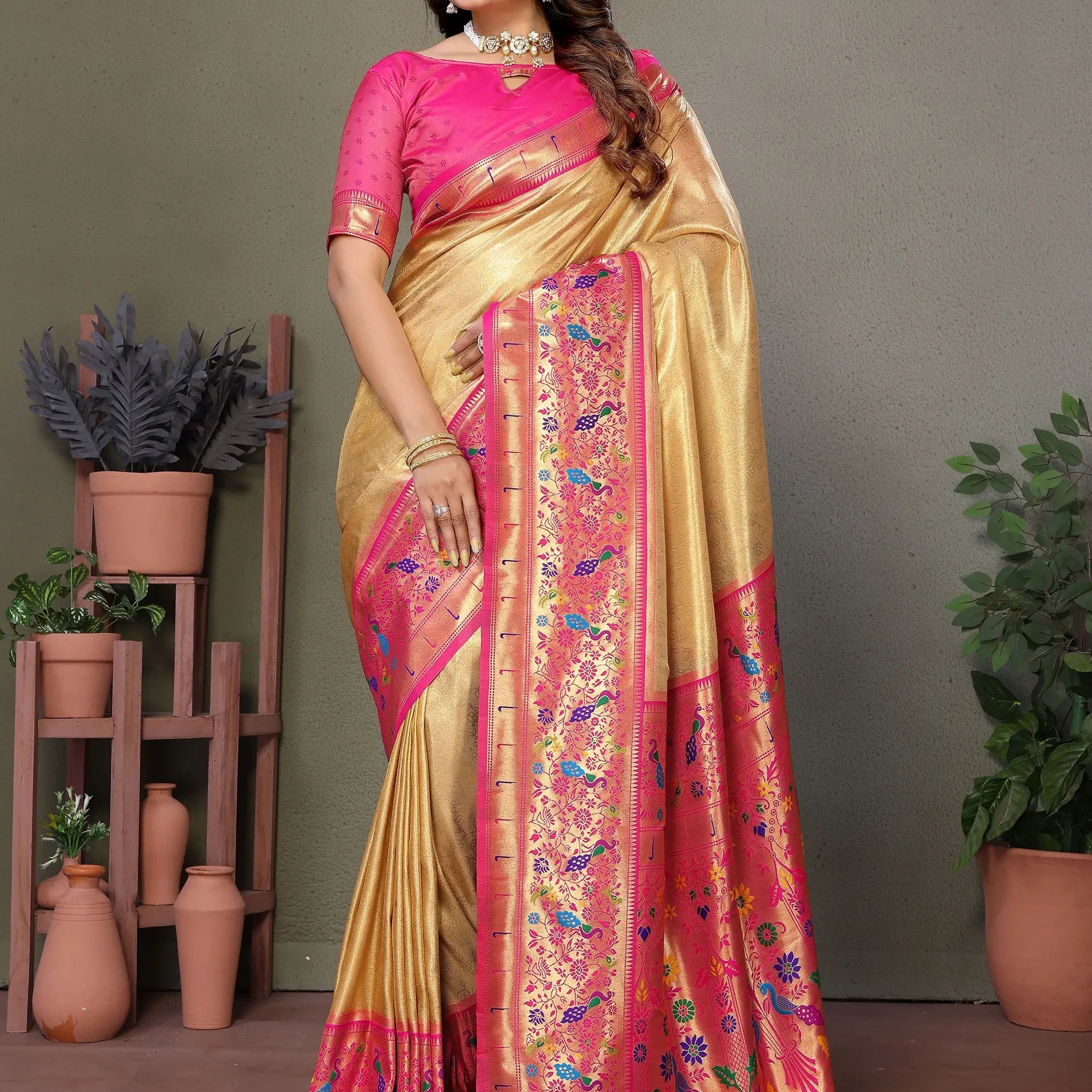 Stunning Yellow Zari Weaving Banarasi Silk Event Wear Saree With Blouse - Zeel Clothing