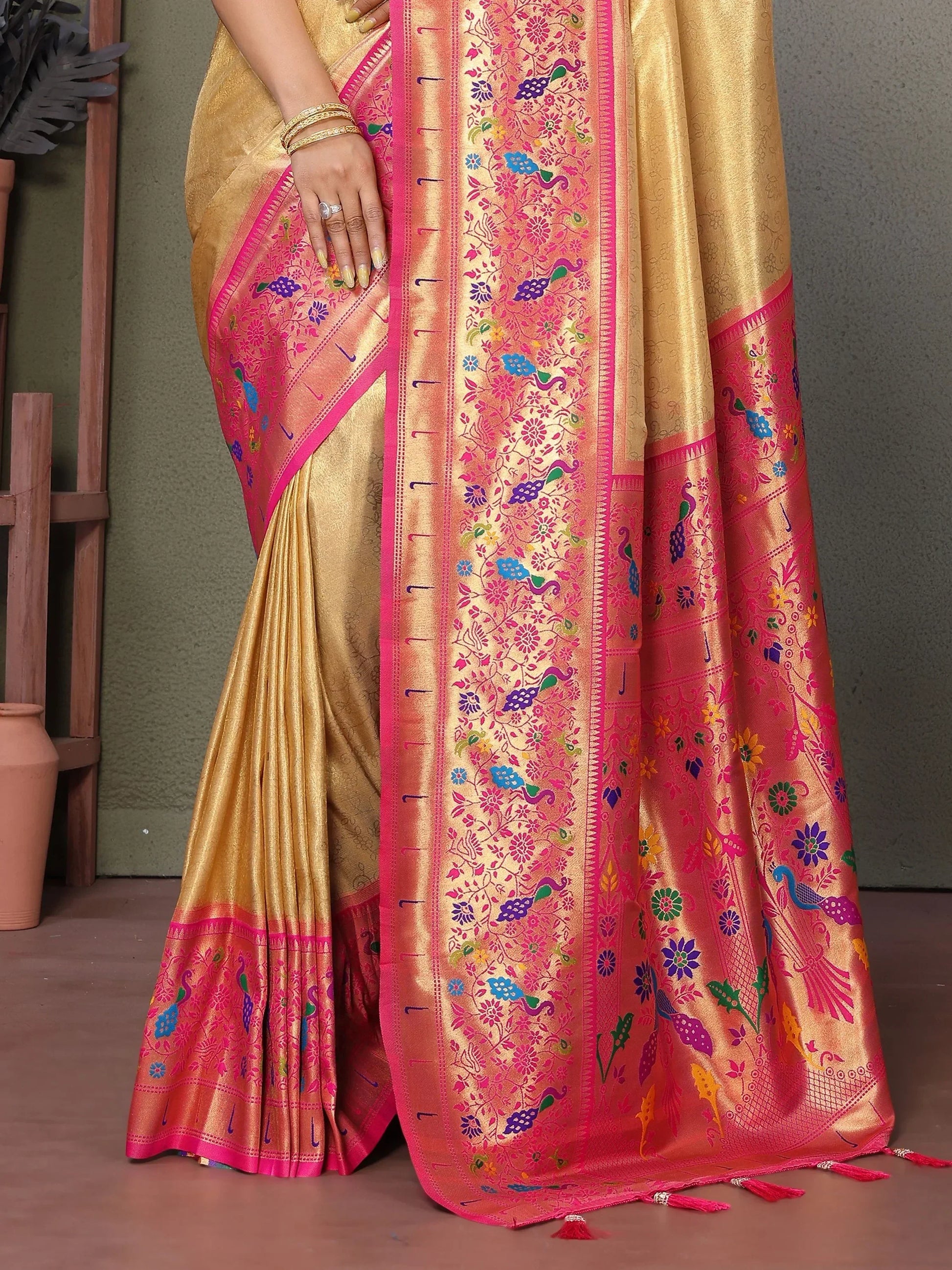 Stunning Yellow Zari Weaving Banarasi Silk Event Wear Saree With Blouse - Zeel Clothing